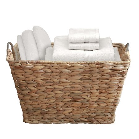 VINTIQUEWISE Water Hyacinth Wicker Large Square Storage Laundry Basket with Handles QI003634.L